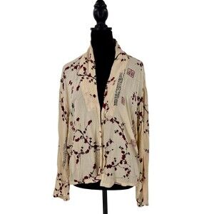 Endless Knot Art Crinkle Jacket Asian Motif Sakura Floral L/XL